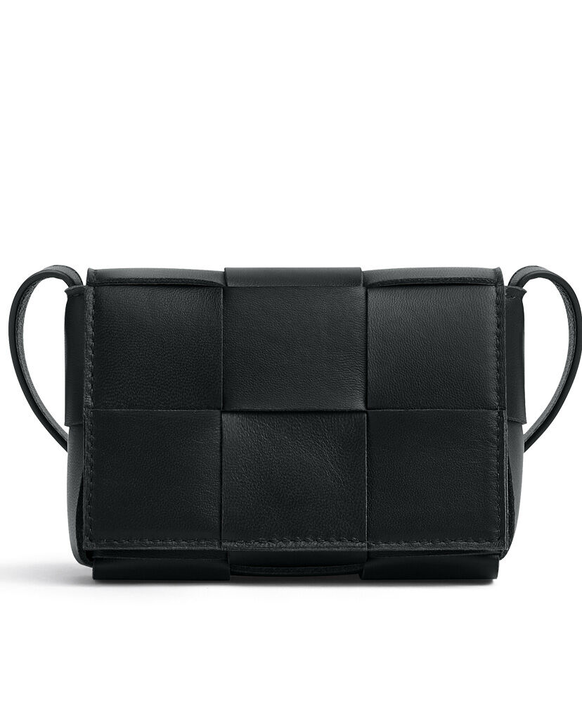 Bottega Veneta Cassette Intreccio Leather Mini Bag Black